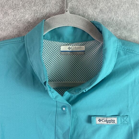 NEW Columbia PFG Shirt Youth Sz L (14/16) Omni Shade UPF 40 Fishing Outdoor Teal - Picture 2 of 8